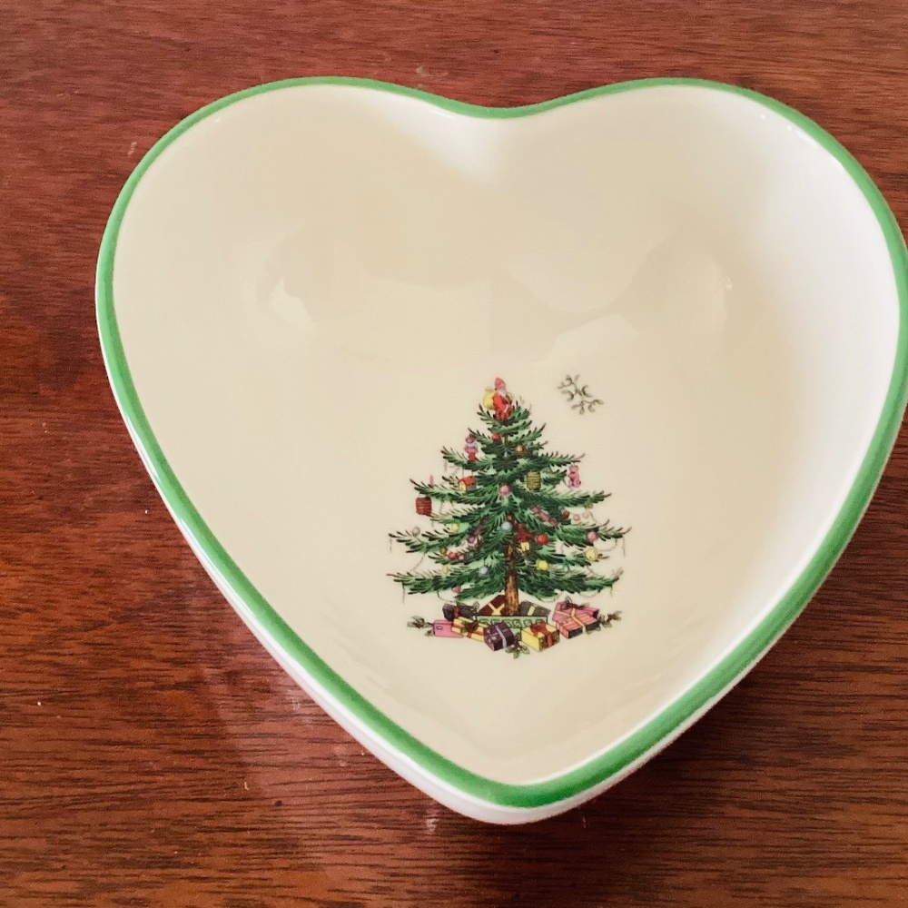 Christmas Spode Heart Shaped Dip Bowl, Spode Christmas China